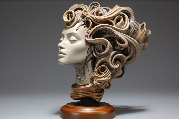 Intricate Sculpture head surreal. Generate Ai example image 1