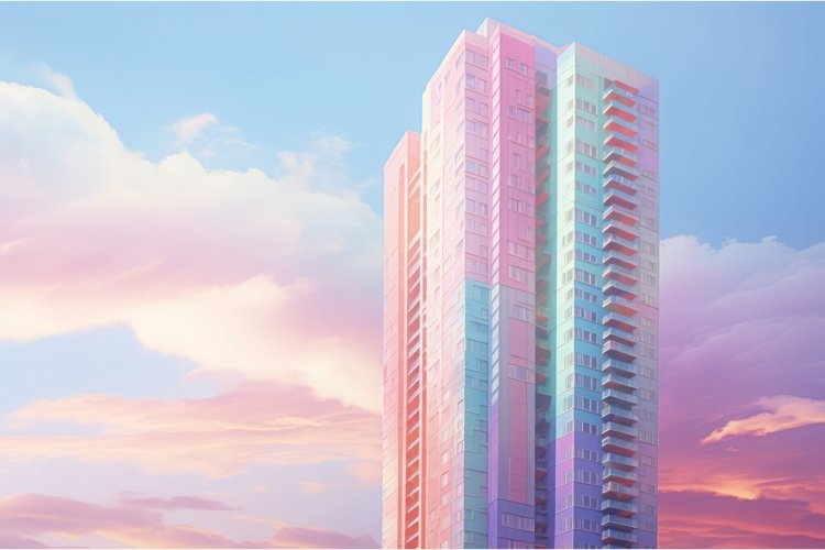 Vibrant Pink skyscraper. Generate Ai