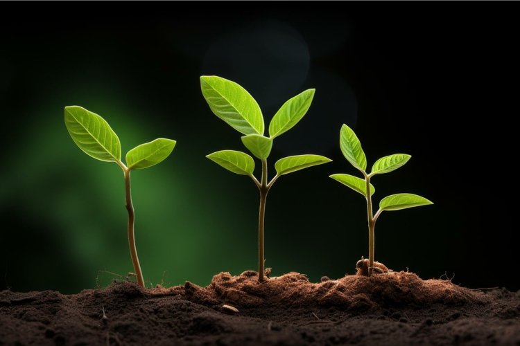 Vibrant Small green leaves growth. Generate Ai