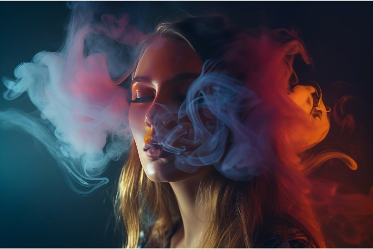 Fine art woman photo in smoke lighting. Generate Ai