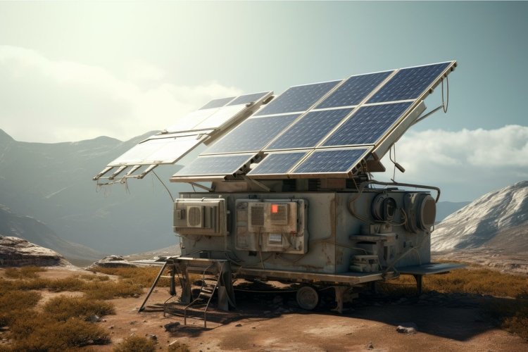 Efficient Solar panels field generators. Generate Ai