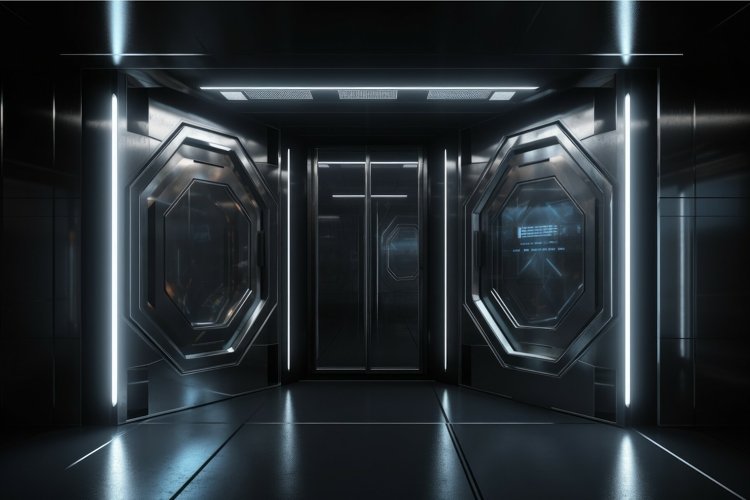 Spaceship futuristic sliding doors. Generate Ai example image 1