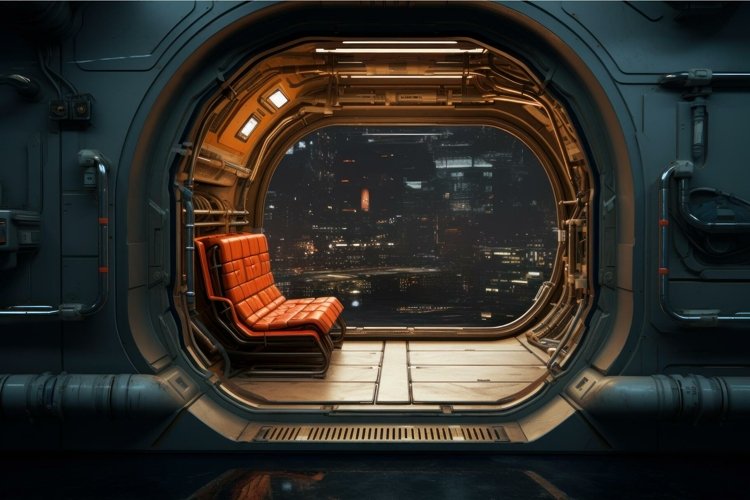 Noiseless Spaceship sliding doors. Generate Ai example image 1