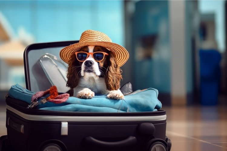 Spaniel breed dog summer hat. Generate Ai