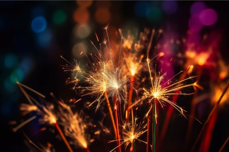 Sparkler colorful newyear. Generate Ai example image 1