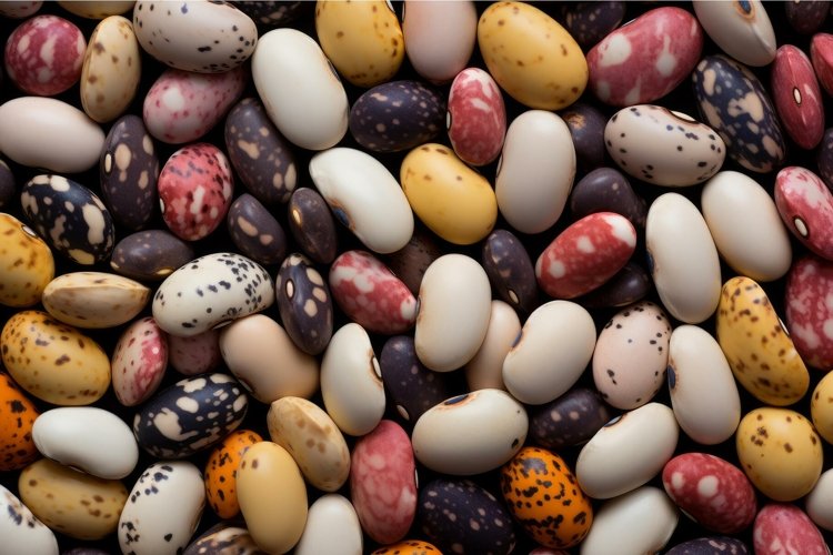 Patterned Spotted beans colorful pile. Generate Ai