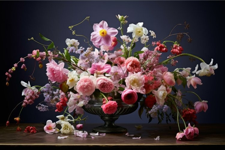 Vibrant Spring table flowers. Generate AI example image 1