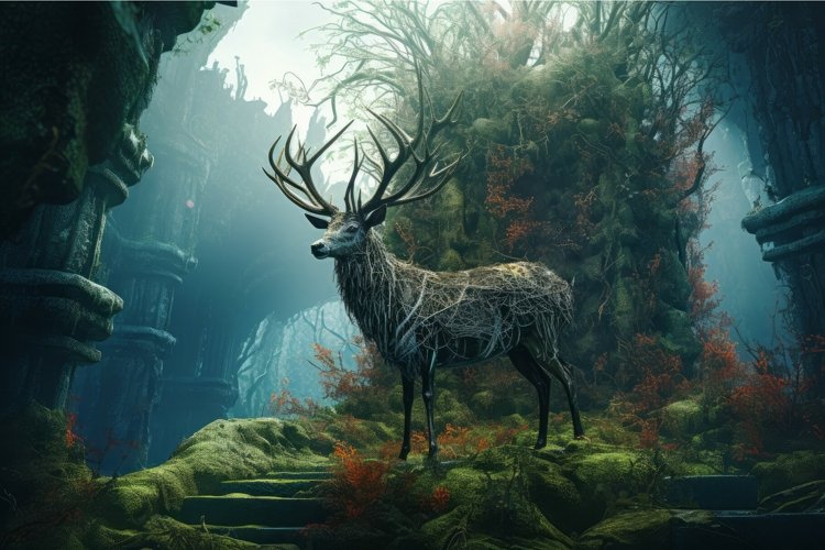 Deer stag gateway covered. Generate Ai