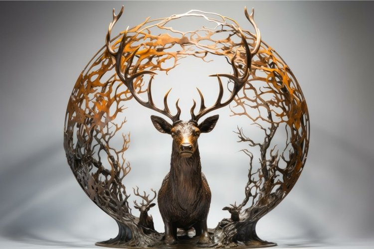 Symbolic Deer stag gateway. Generate Ai