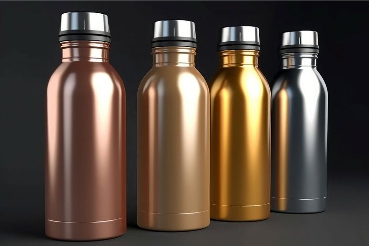 Stainless bottles metal flask. Generate Ai example image 1