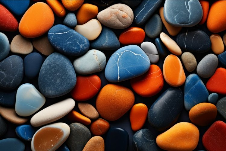 Vibrant Stones orange blue background. Generate Ai