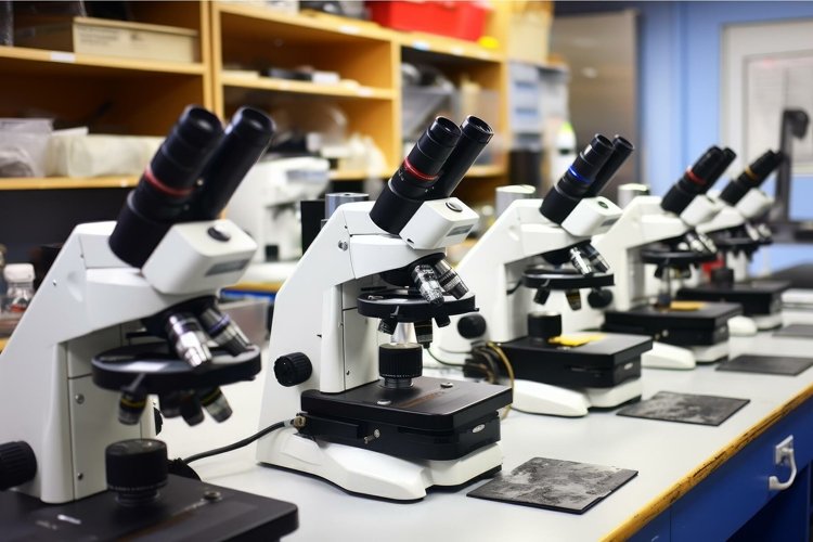 Student microscope test. Generate Ai