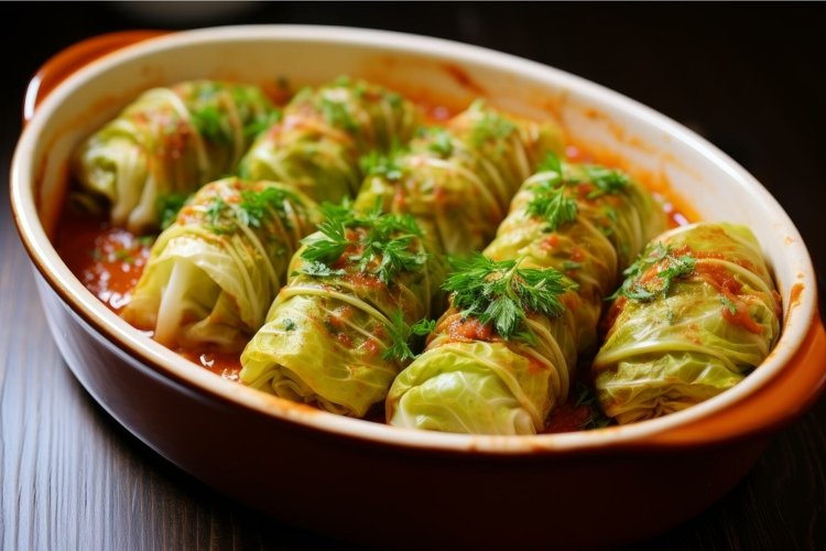 Hearty Stuffed cabbage rolls. Generate Ai example image 1