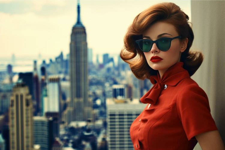 Modern Young stylish actress street city day light. Generate