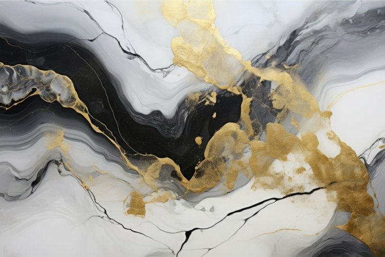 Black and white gold liquid marble wall design. Generate Ai example image 1