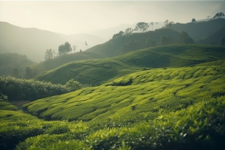 Tea farms cultivated. Generate AI