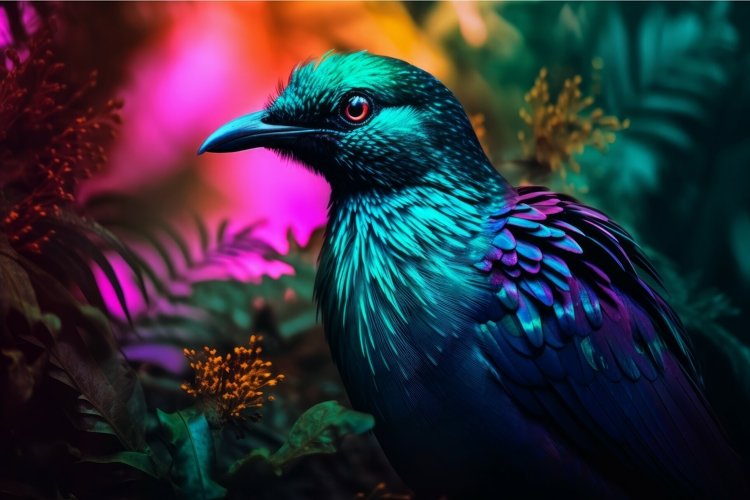 Tropical bird colorful wild. Generate Ai
