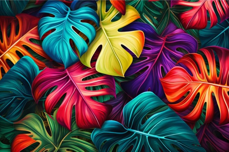Tropical leaves colorful. Generate Ai