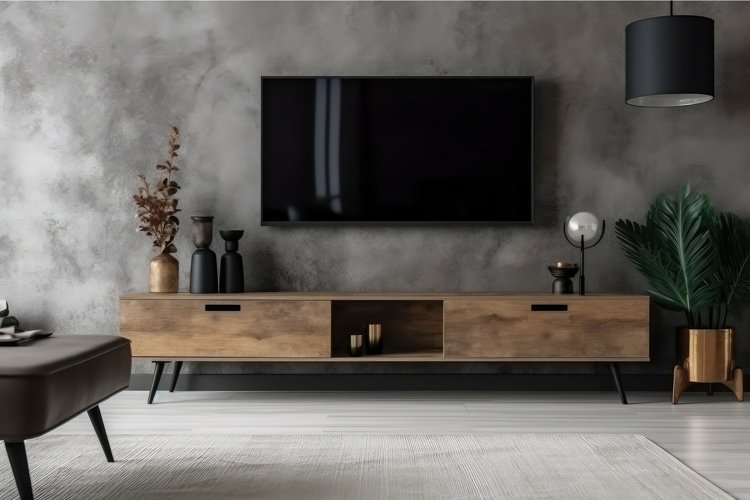 Tv wall room. Generate Ai