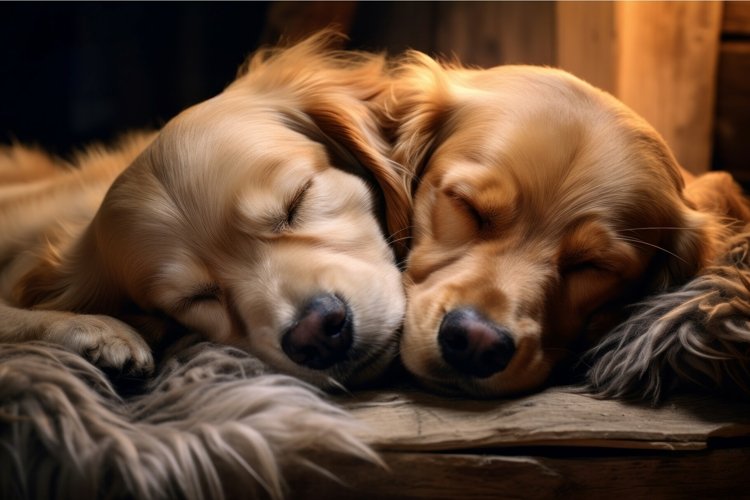 Loyal Two dogs sleeps together. Generate Ai example image 1