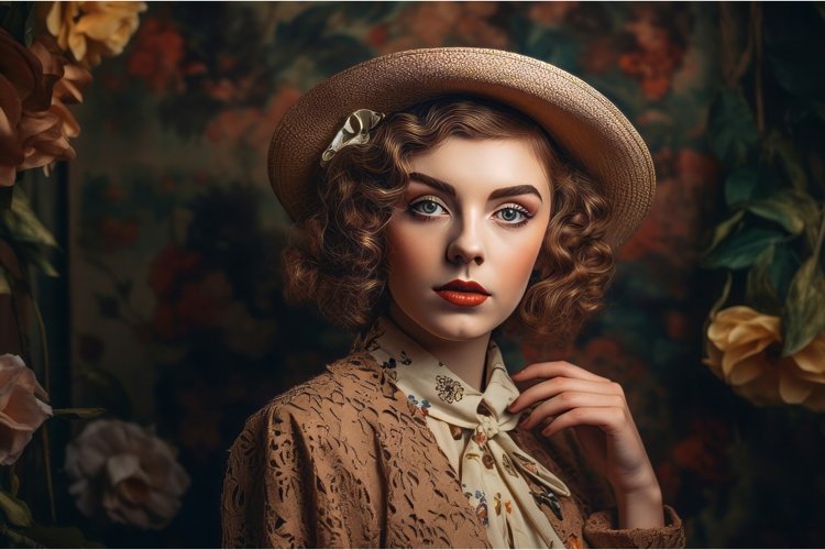 Vintage elegant girl portrait. Generate ai