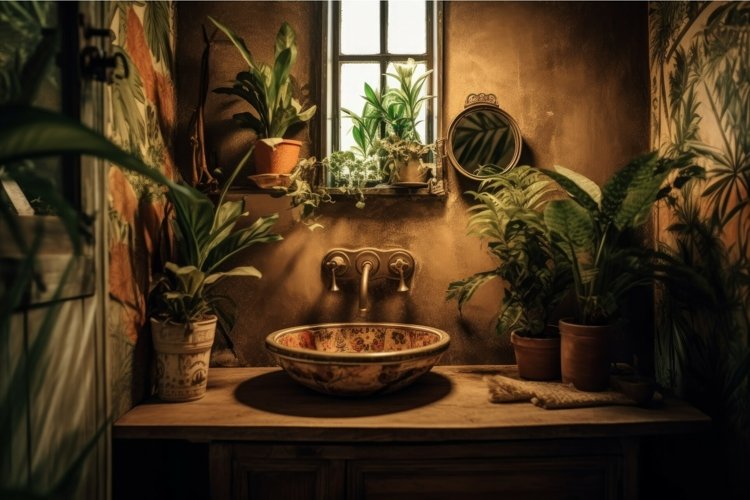 Vintage tropical interior basin. Generate Ai example image 1