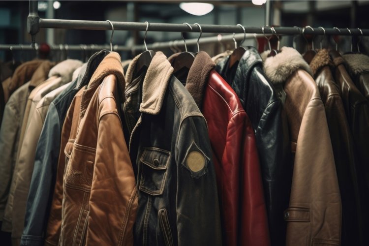 Vintage jackets rack. Generate ai example image 1