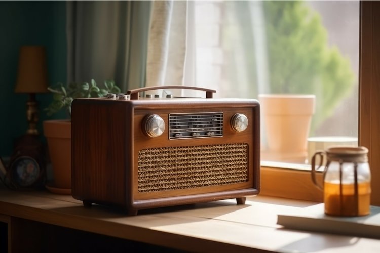 Vintage radio retro room. Generate Ai example image 1