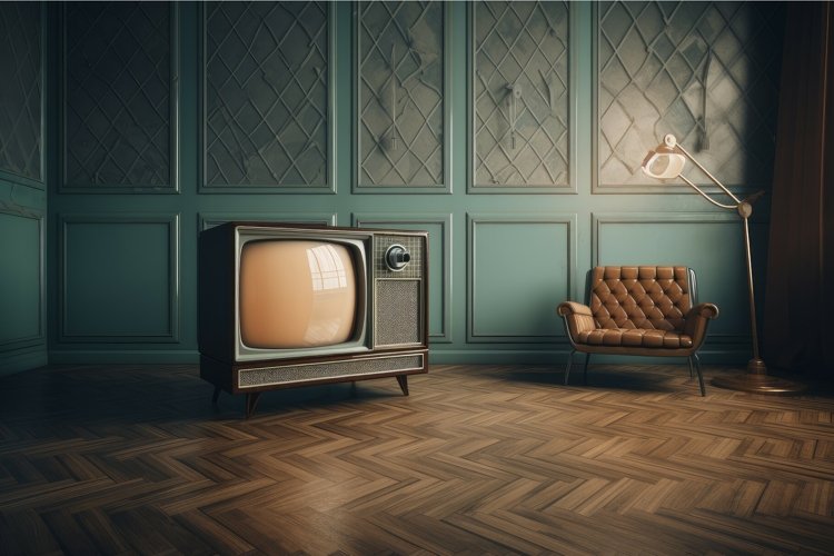 Vintage tv room. Generate Ai