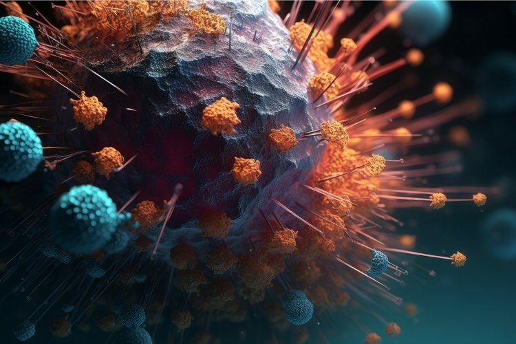 Virus particles colorful. Generate Ai