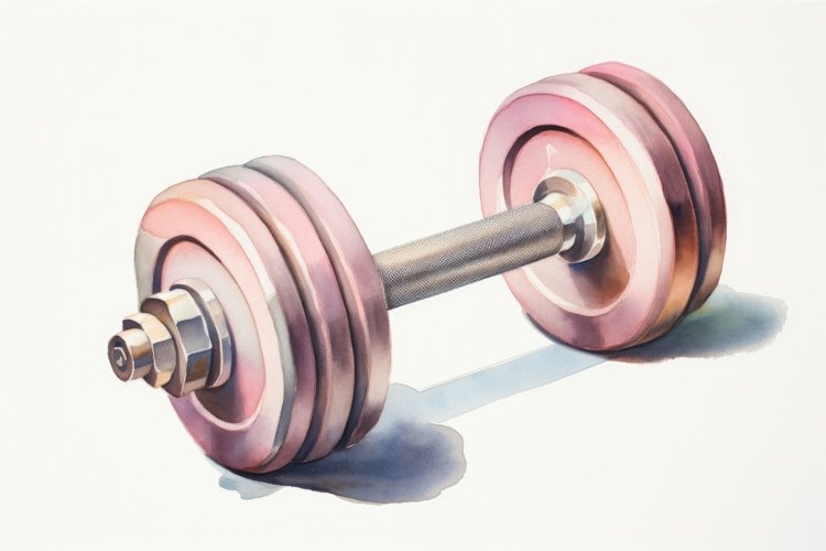 Watercolor dumbbells. Generate Ai
