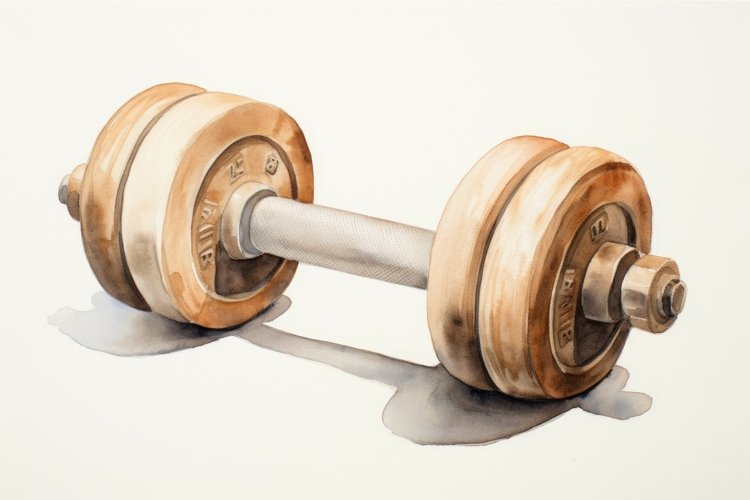 Watercolor dumbbells equipment. Generate Ai example image 1