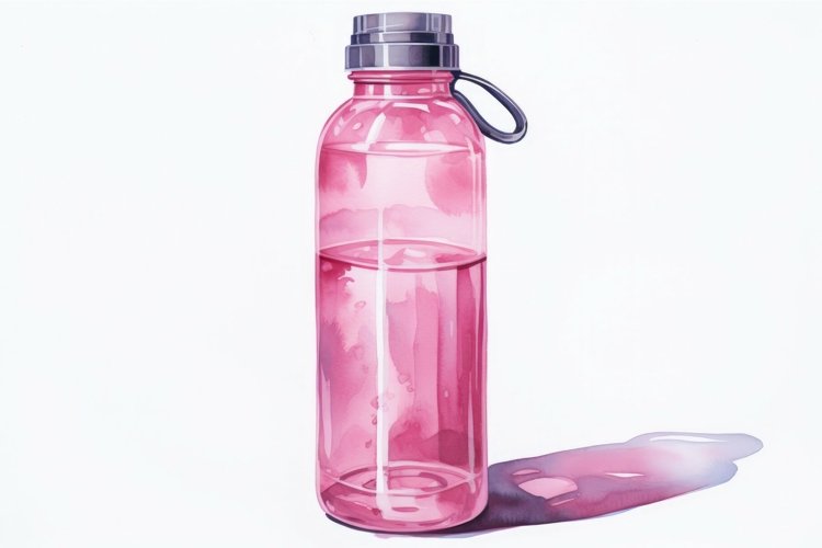 Watercolor pink fitness bottle energy. Generate Ai example image 1