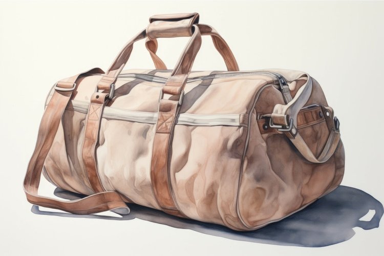 Watercolor sport bag fitness. Generate Ai