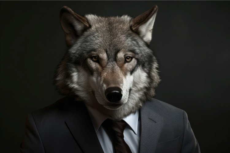 Wolf business suit. Generate Ai