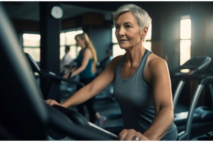 Woman spinning gym. Generate Ai