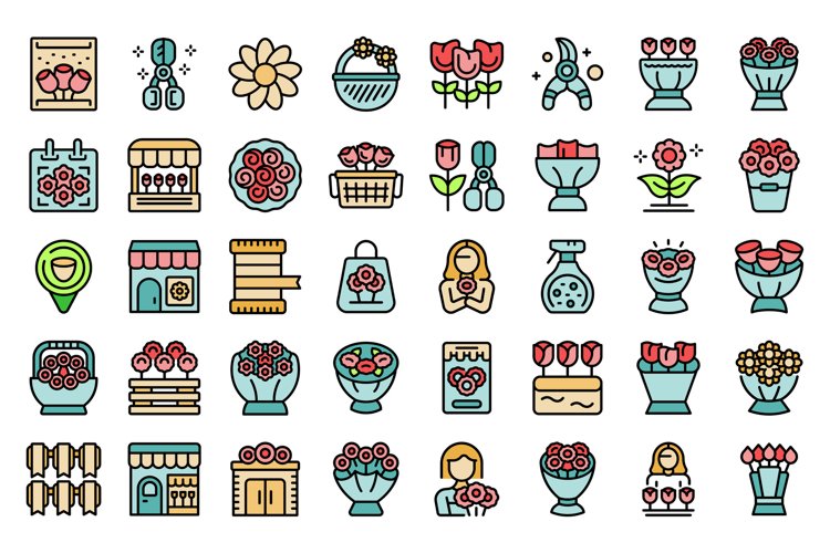 Florist icons set vector flat