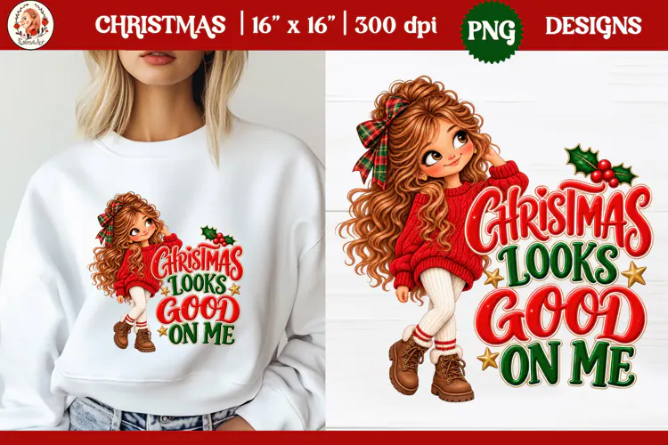 Christmas PNG Sublimation | Cute Christmas girl PNG