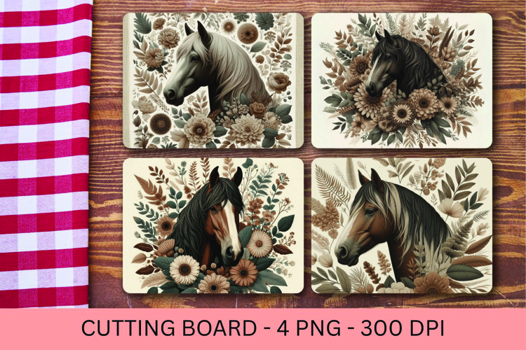 kitchen cutting board - floral horse