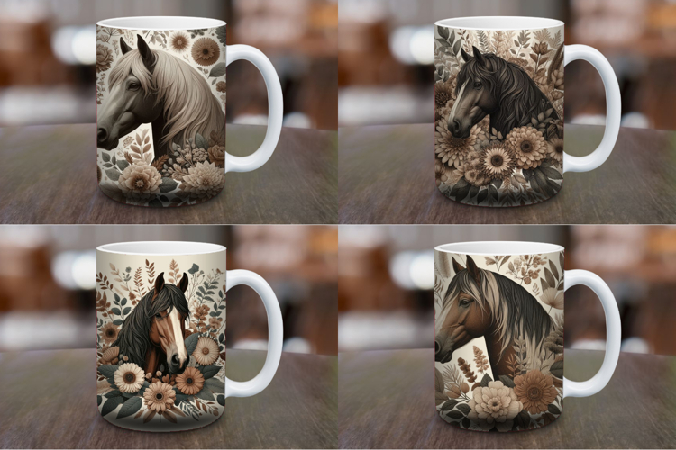Mug Wrap Sublimation - floral horse
