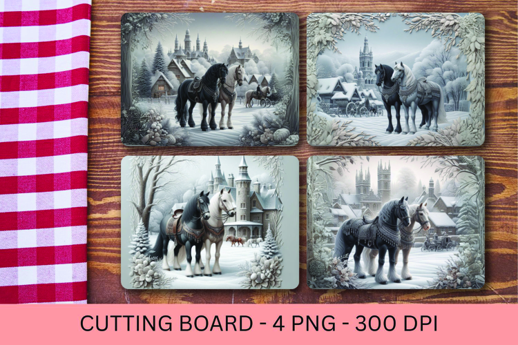 kitchen cutting board - white christmas horse