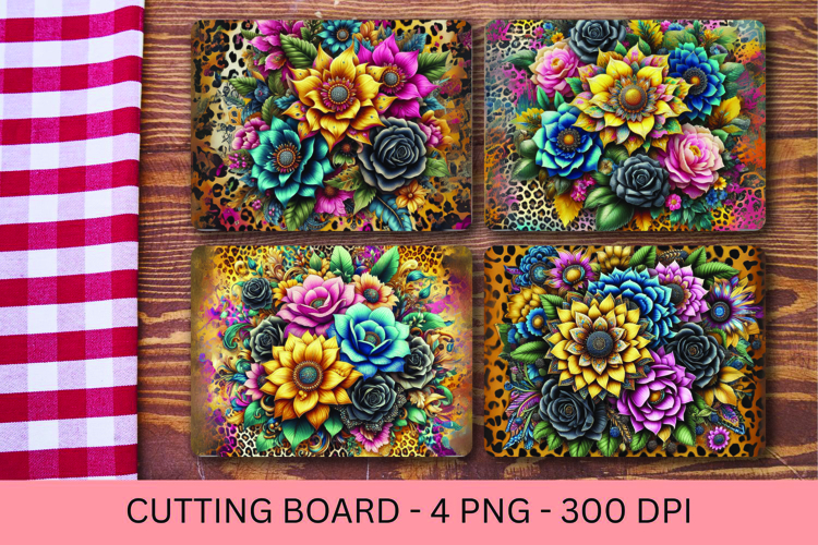 kitchen cutting board - floral leopard skin