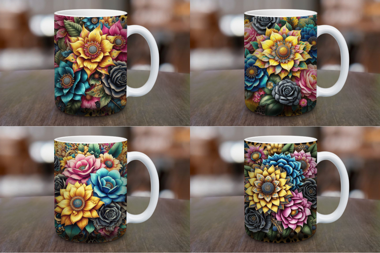 Mug Wrap Sublimation - leopard skin sunflower
