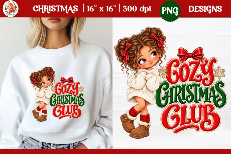 Christmas PNG Sublimation | Cute Christmas girl PNG