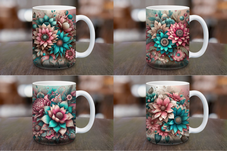 Mug Wrap Sublimation - watercolor flowers