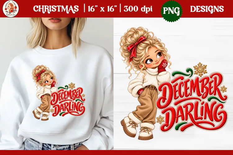 Christmas PNG Sublimation | Cute Christmas girl PNG