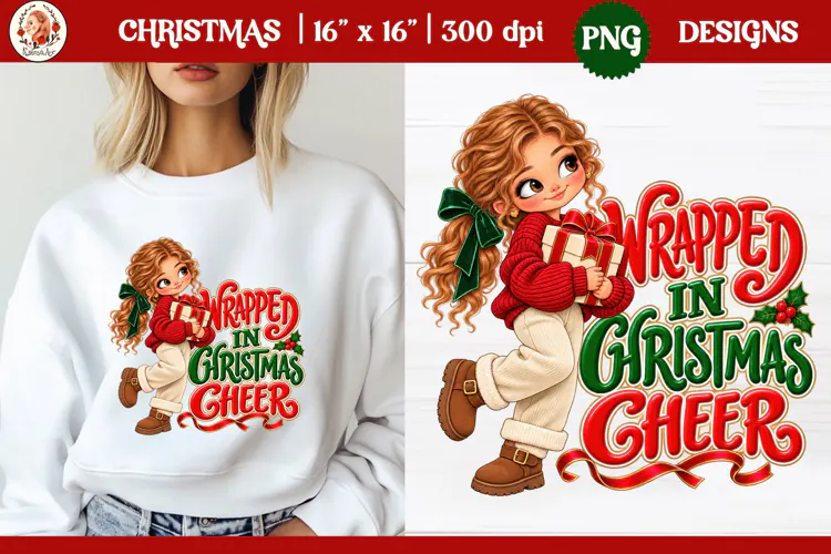 Christmas PNG Sublimation | Cute Christmas girl PNG