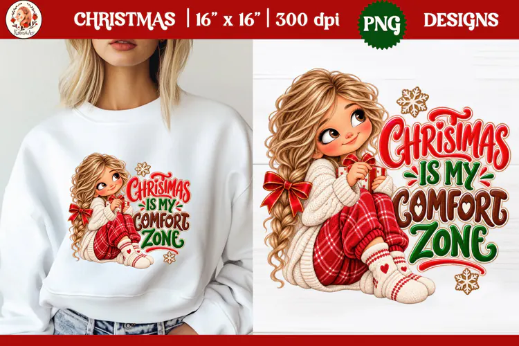 Christmas PNG Sublimation | Cute Christmas girl PNG