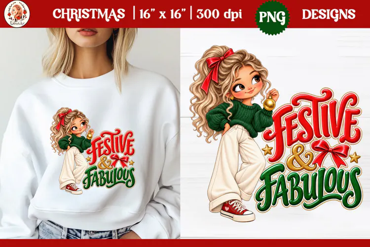 Christmas PNG Sublimation | Cute Christmas girl PNG