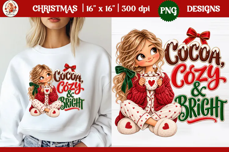 Christmas PNG Sublimation | Cute Christmas girl PNG